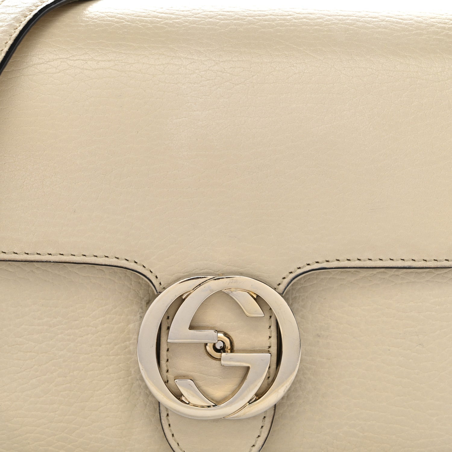 Gucci Dollar Calfskin Interlocking G Crossbody Bag Mystic White