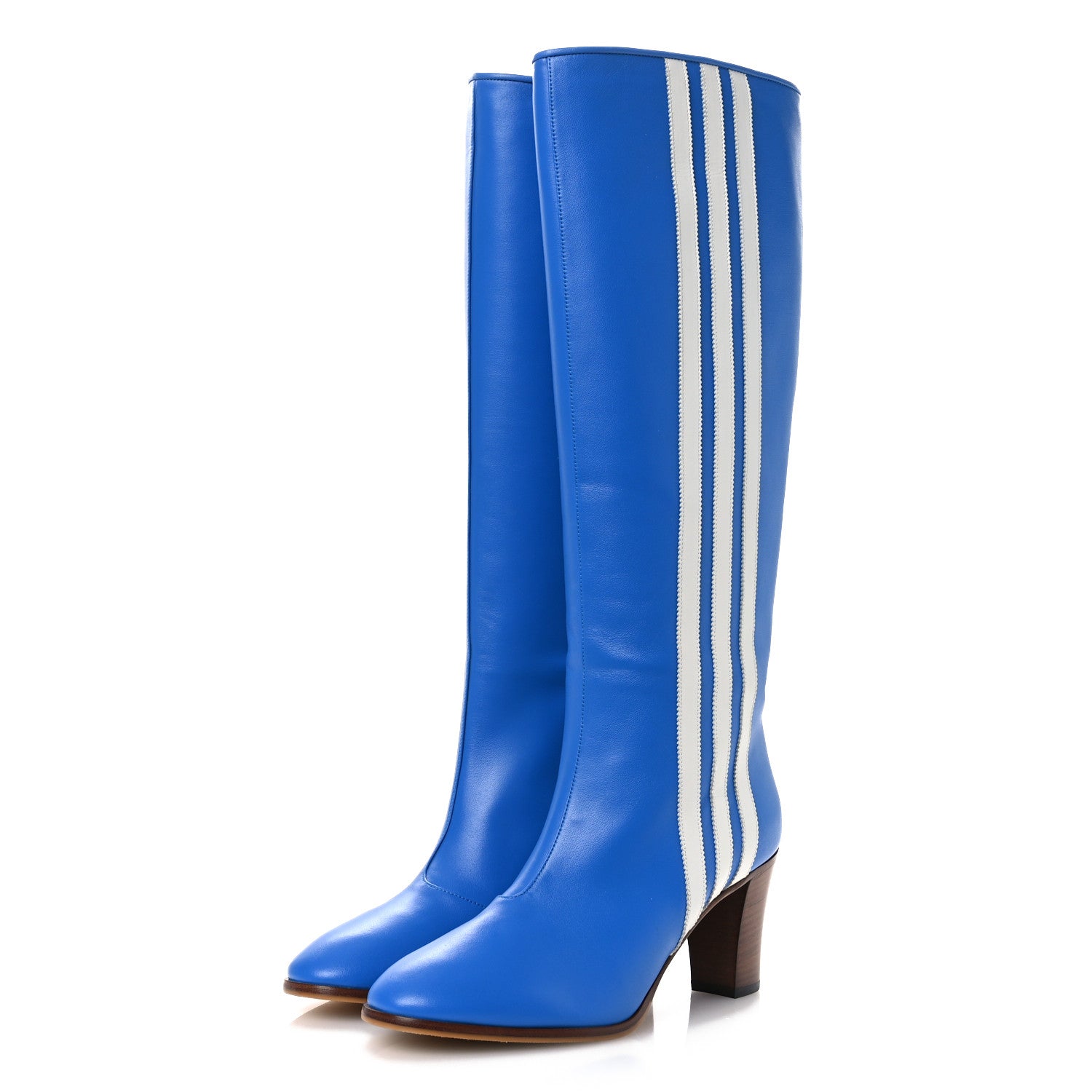 Gucci X ADIDAS Calfskin Elizabeth Knee Boots 39 Blue