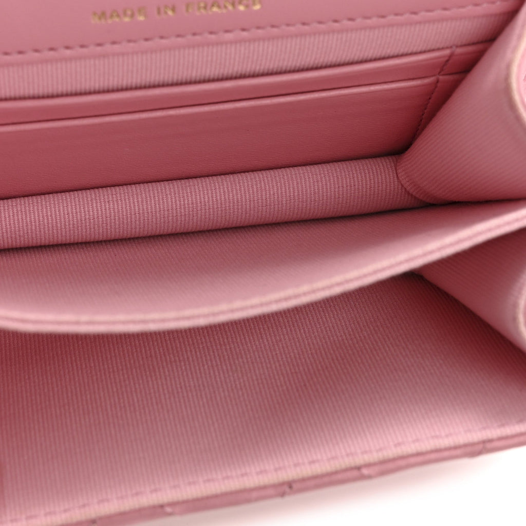 Chanel Lambskin Quilted Pick Me Up Mini Wallet On Chain Light Pink