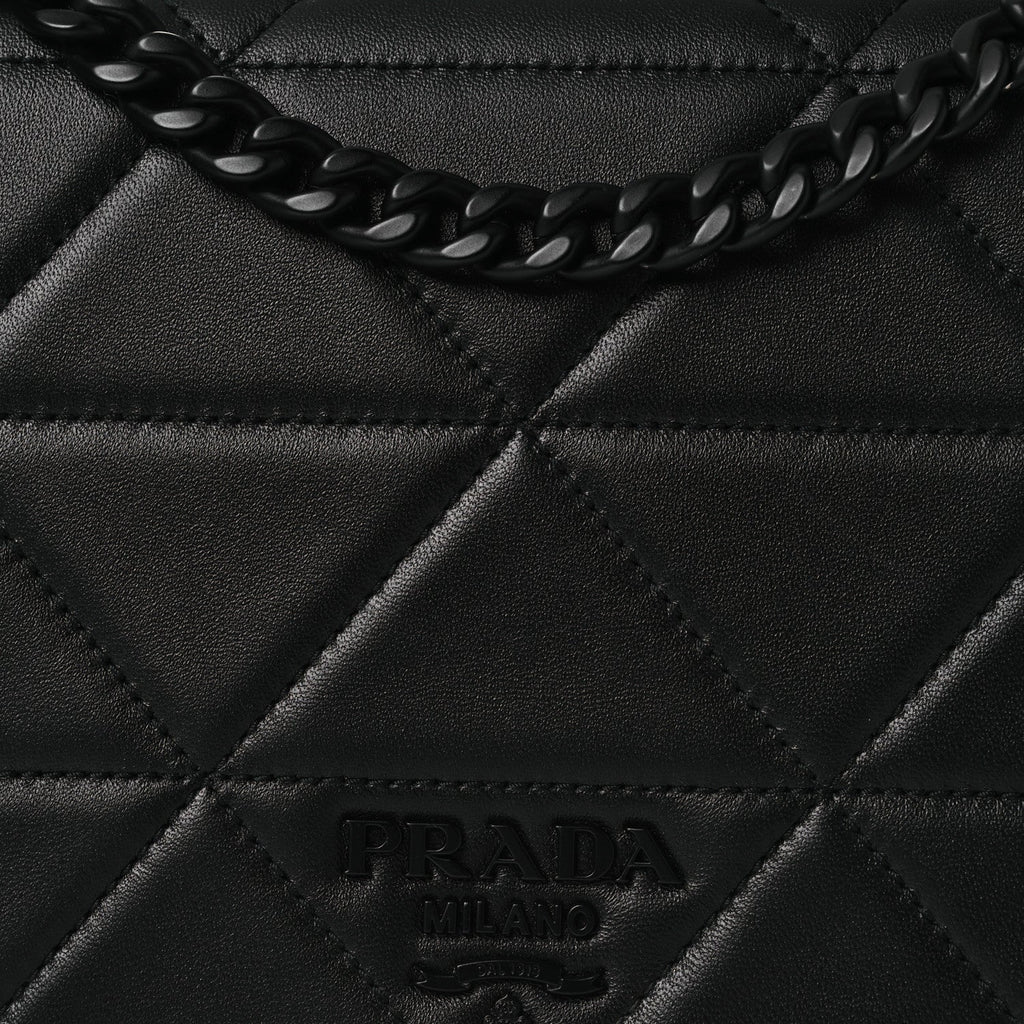 Prada Nappa Triangle Stitched Spectrum Shoulder Bag Black