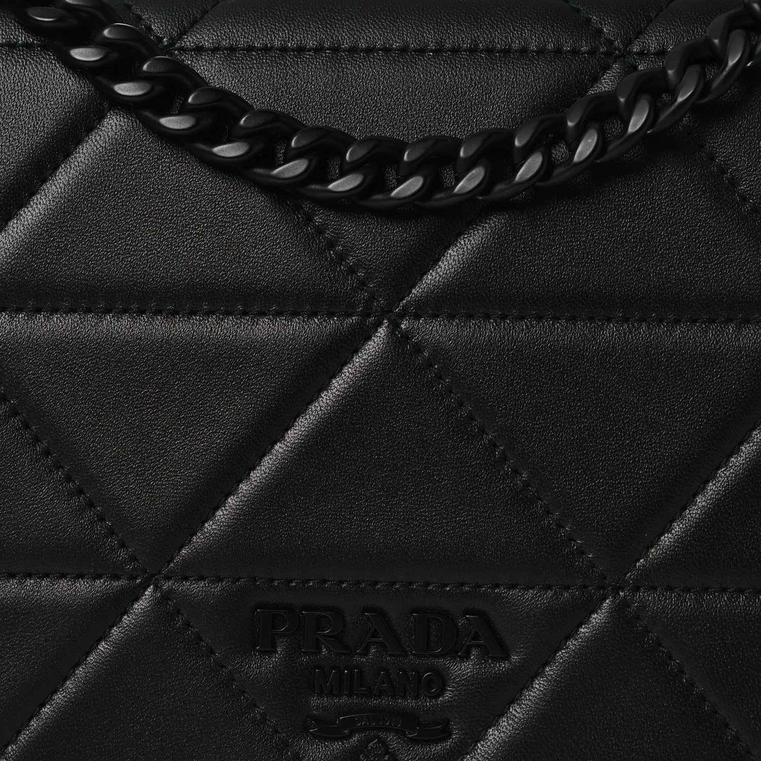 Prada Nappa Triangle Stitched Spectrum Shoulder Bag Black