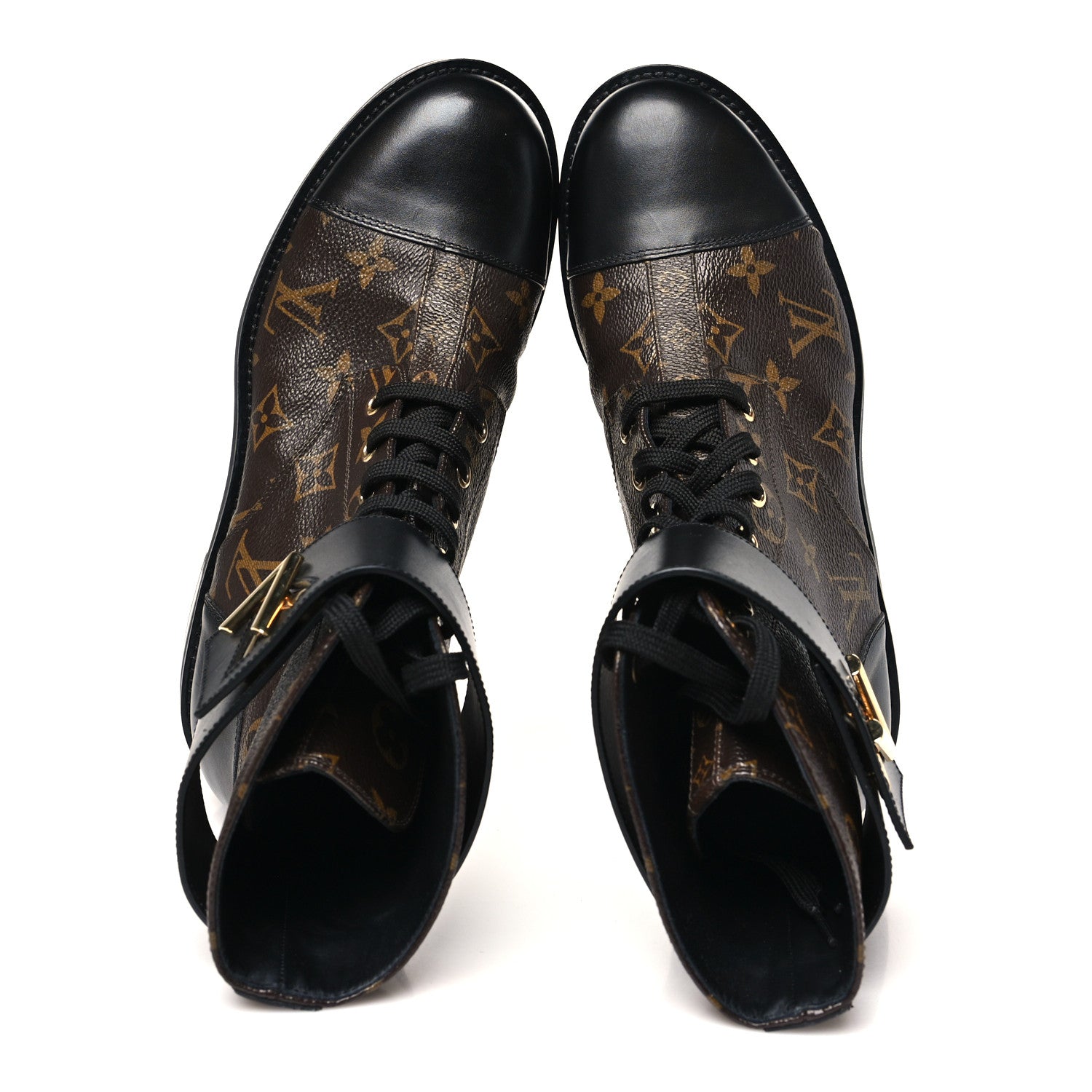 Louis Vuitton Calfskin Monogram Wonderland Flat Ranger Boots 40 Black