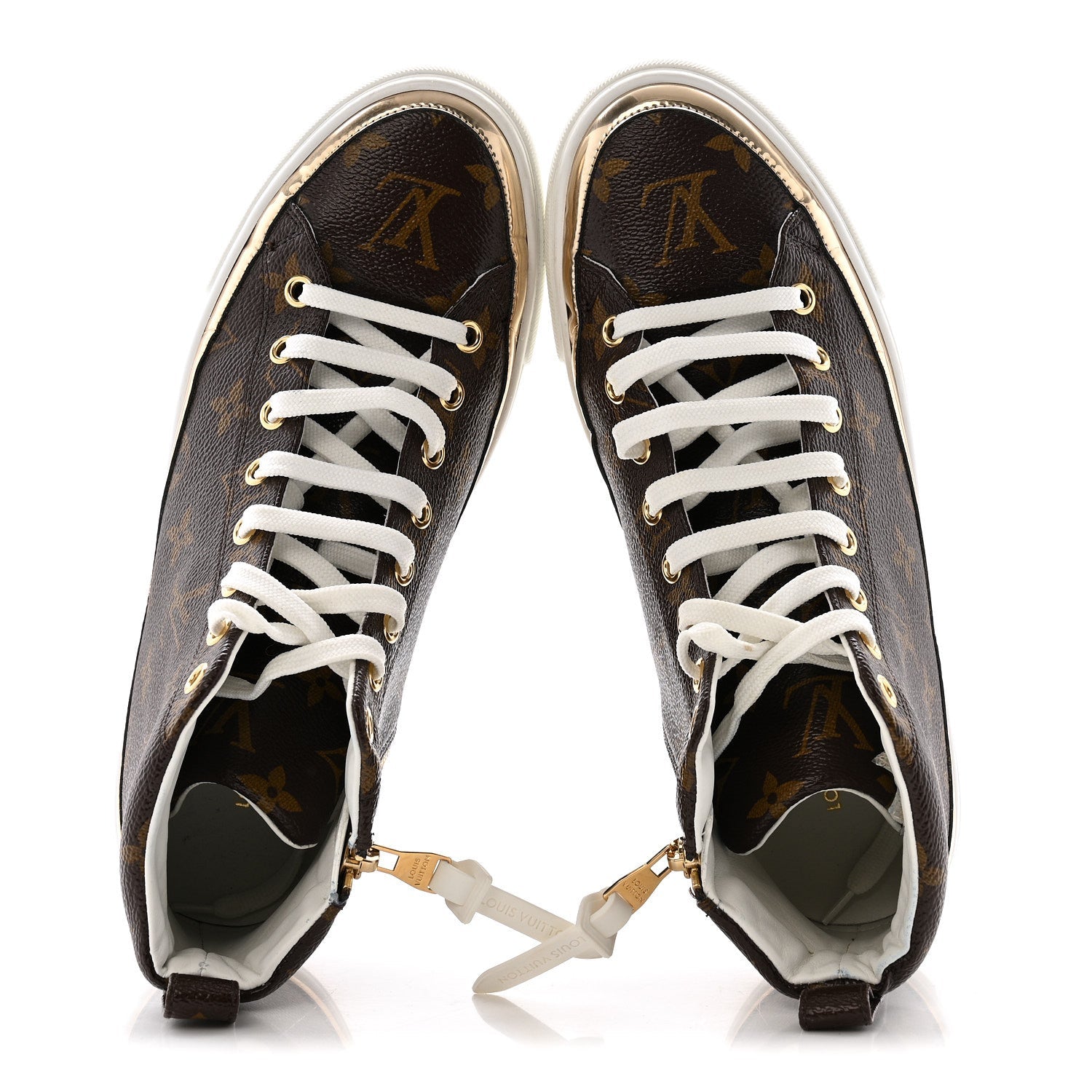 Louis Vuitton Patent Monogram Stellar Sneaker Boots 38.5 Gold