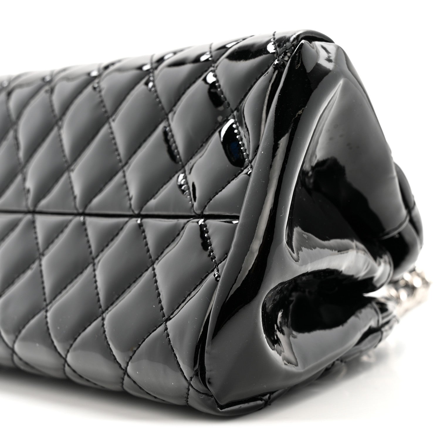 Chanel Patent Quilted Small Just Mademoiselle Bowling Bag Black