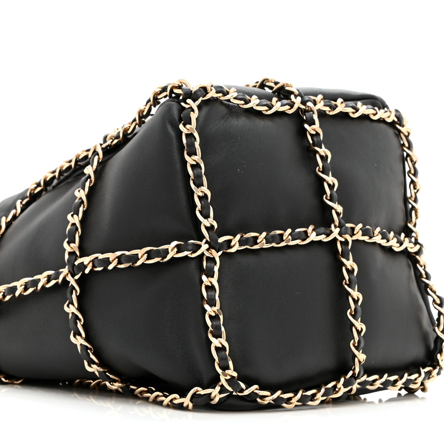 Chanel Lambskin Bucket Chain Drawstring Bag Black