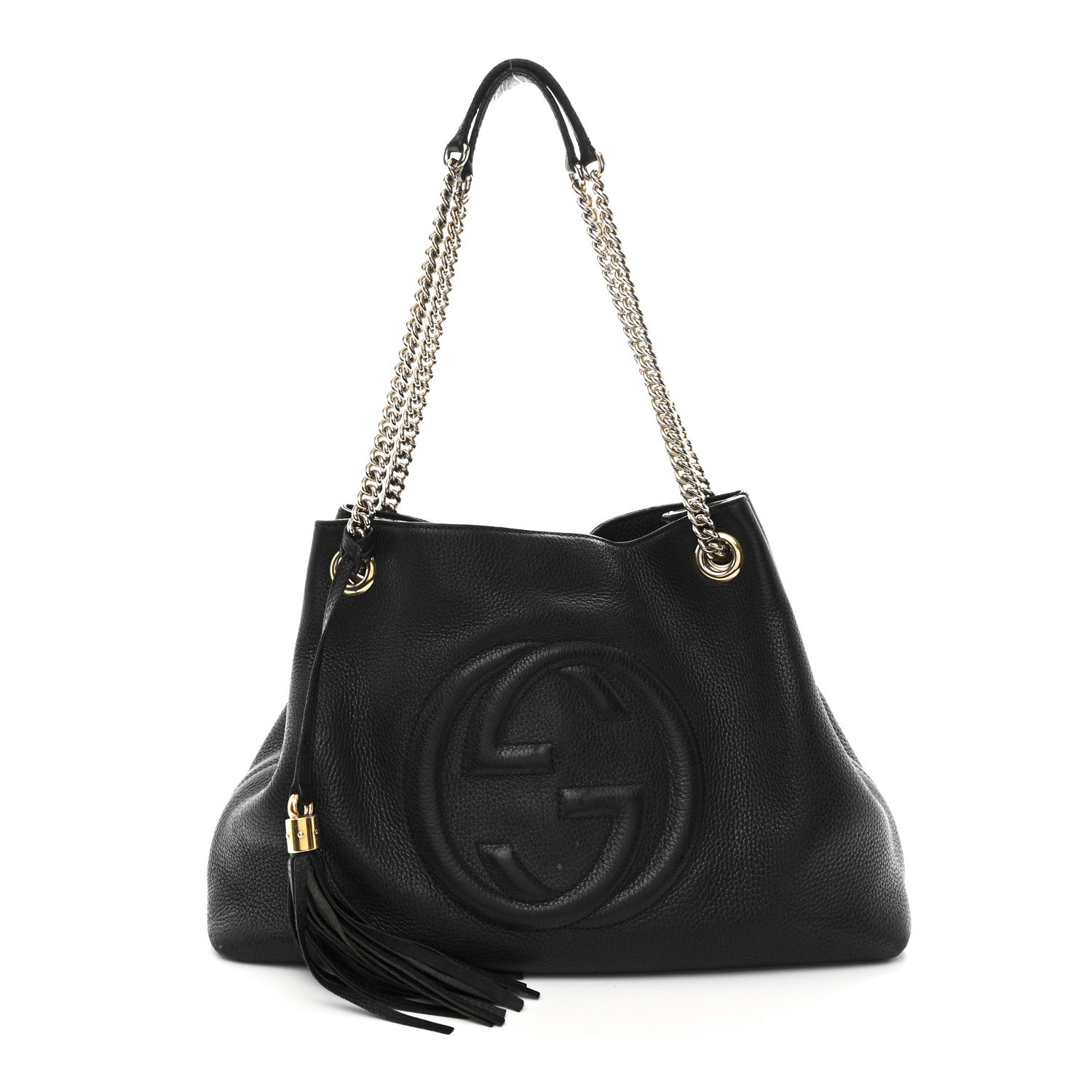 Gucci Pebbled Calfskin Medium Soho Chain Shoulder Bag Black