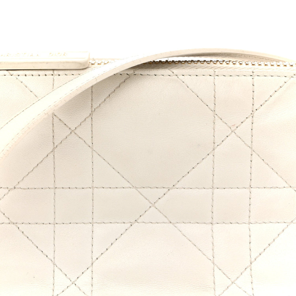 Christian Dior Lambskin Cannage Small Dior Vibe Hobo Bag White