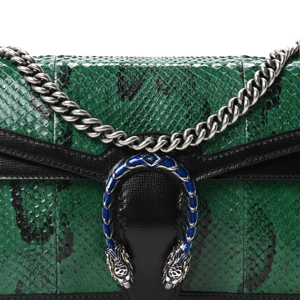 Gucci Snakeskin Enamel Small Dionysus Shoulder Bag Green