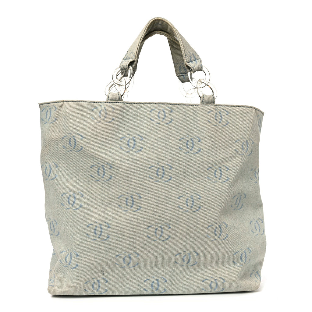 Chanel Denim Large CC Tote Light Blue