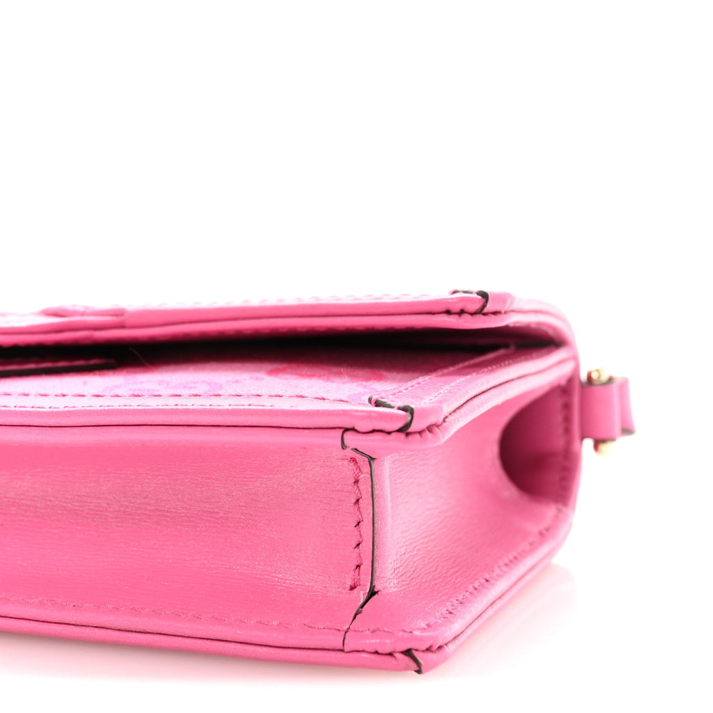 Gucci GG Monogram Scratch Lux Calfskin Mini Luce Shoulder Bag Rose Dark Blossom
