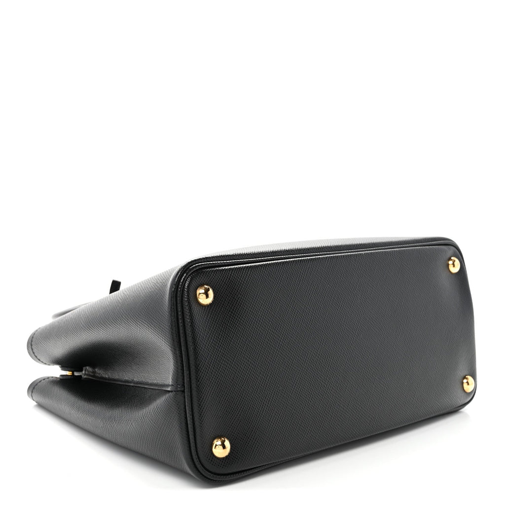 Prada Saffiano Cuir Small Double Bag Black Fuoco