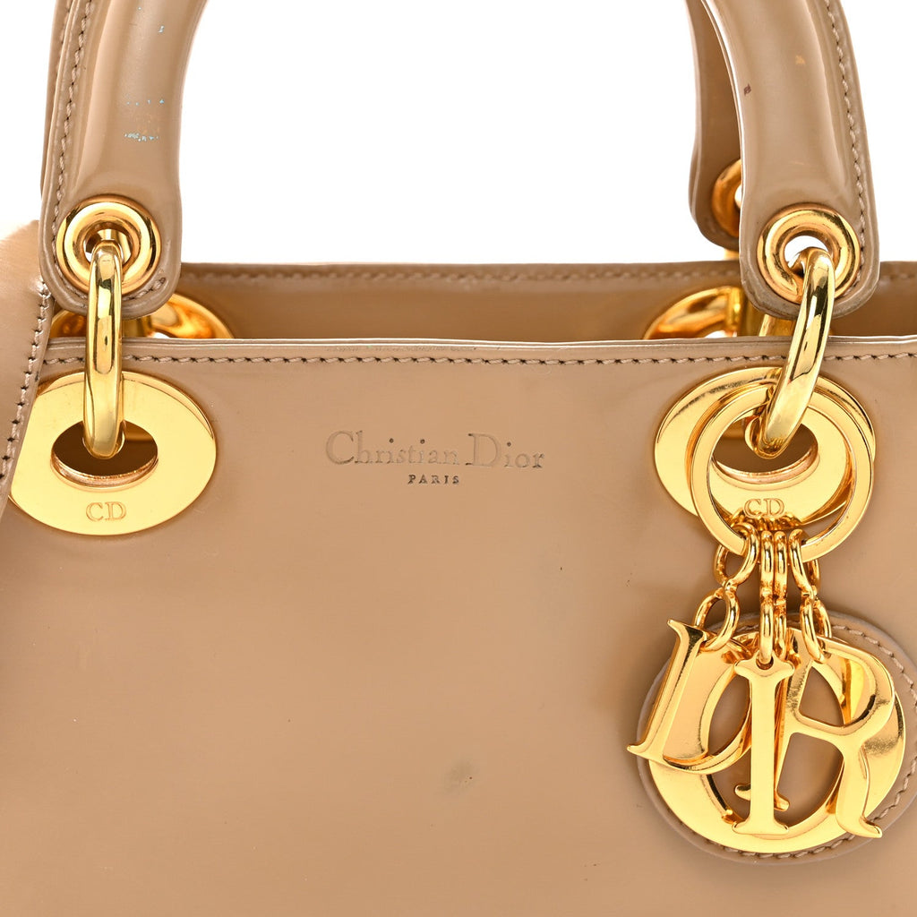 Christian Dior Patent Mini Lady Dior Beige