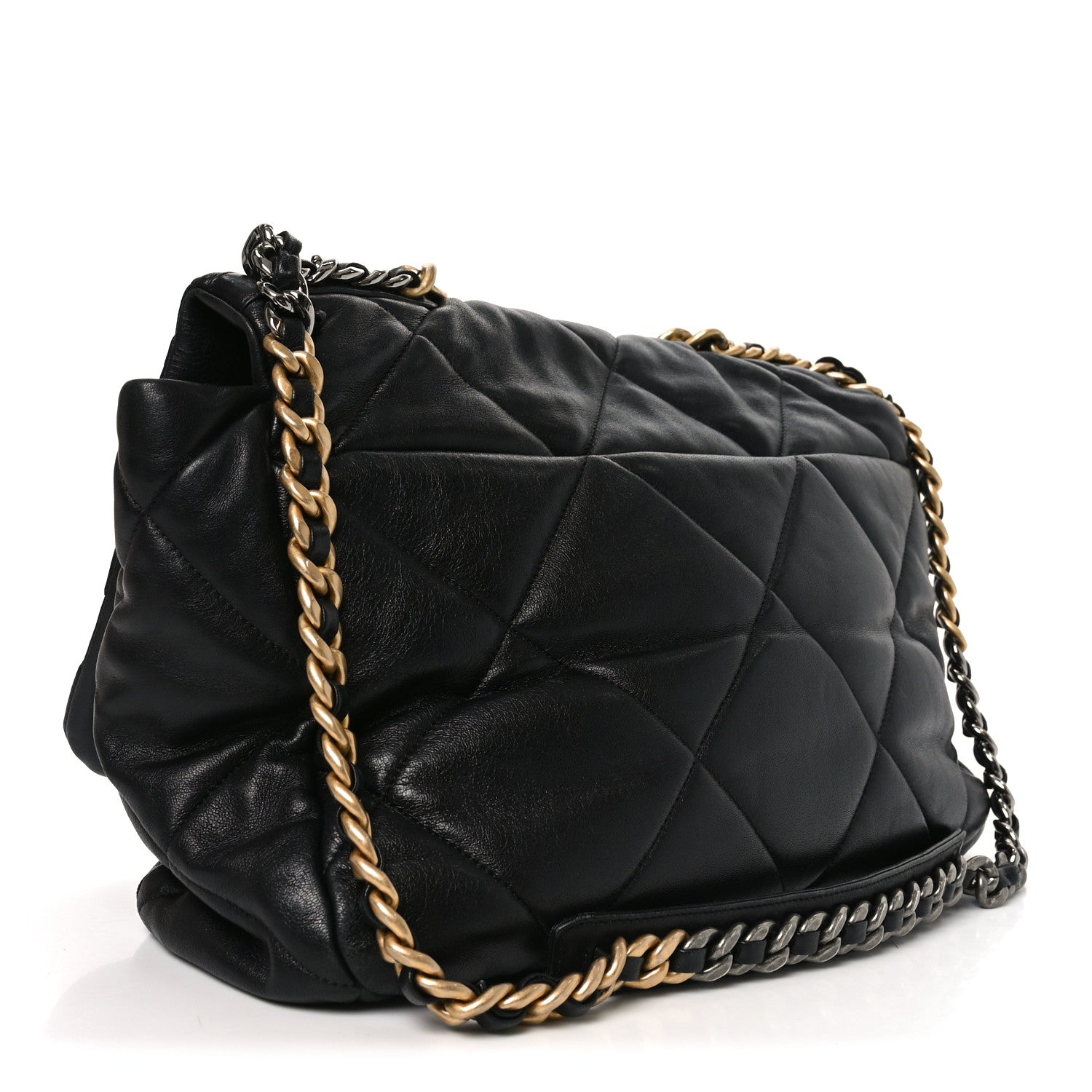 Chanel Lambskin Quilted Maxi Chanel 19 Flap Black