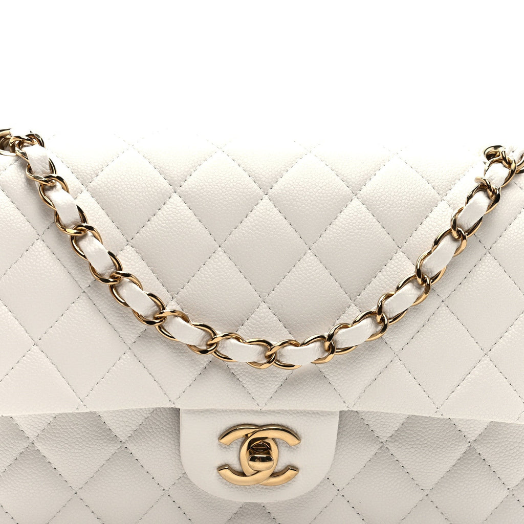 Chanel Caviar Quilted Medium Double Flap White