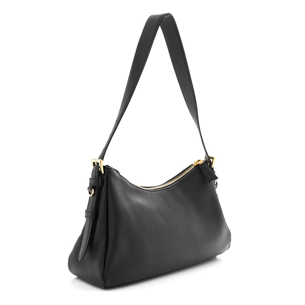 Prada Soft Calfskin Medium Aimee Shoulder Bag Black