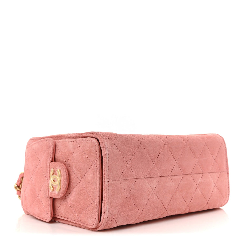 Chanel Suede Quilted Mini Chanel 25 Handbag Pink
