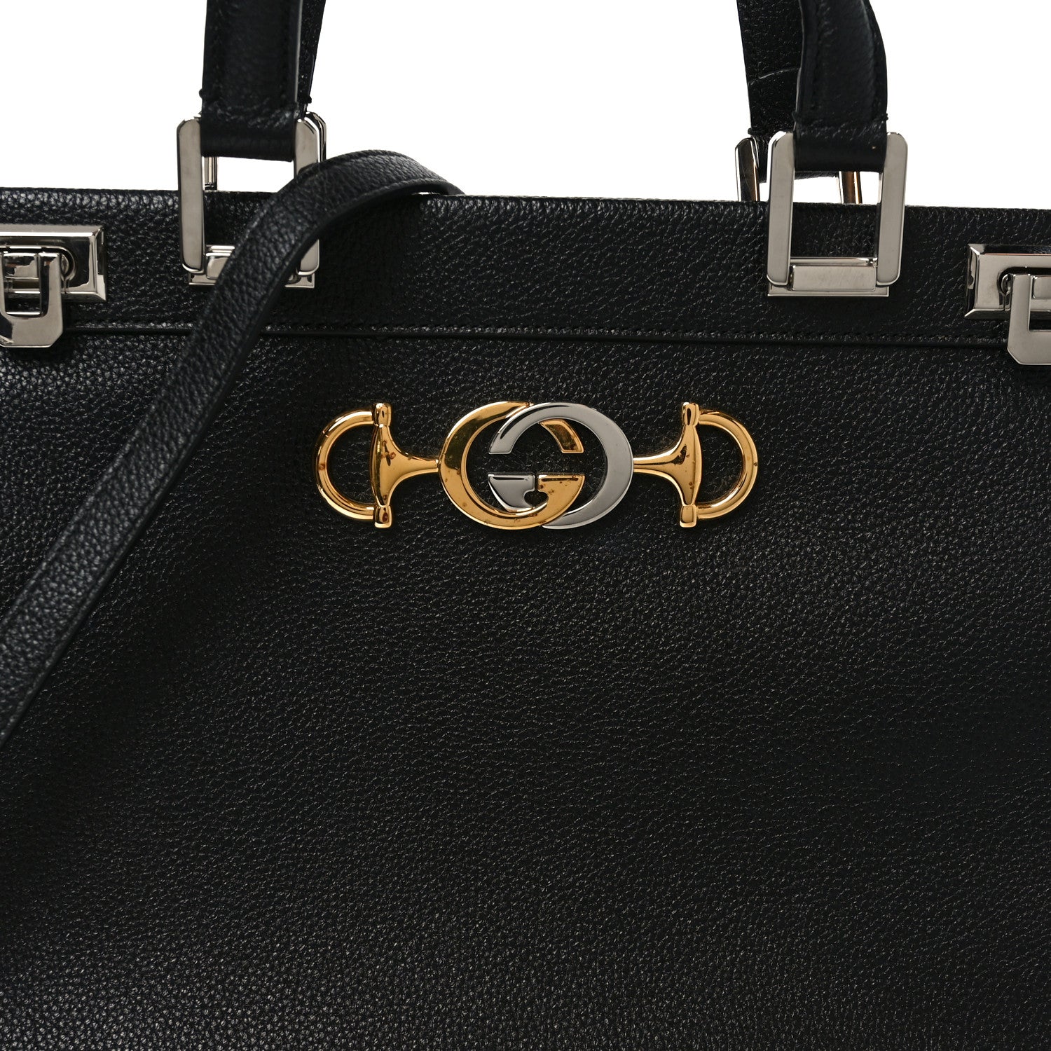 Gucci Grainy Calfskin Medium Zumi Top Handle Bag Black