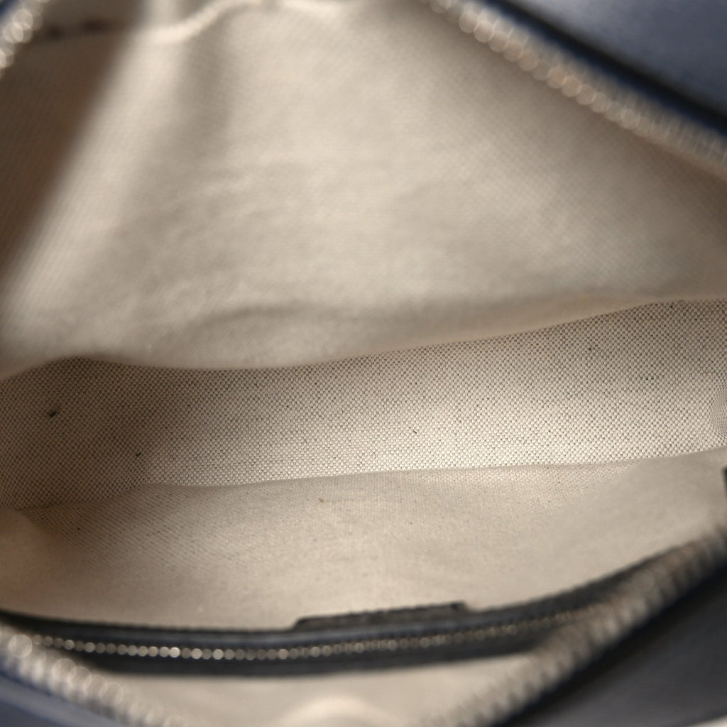 Gucci GG Supreme Monogram Textured Dollar Calfskin Small Horsebit 1955 Shoulder Bag Beige Blue