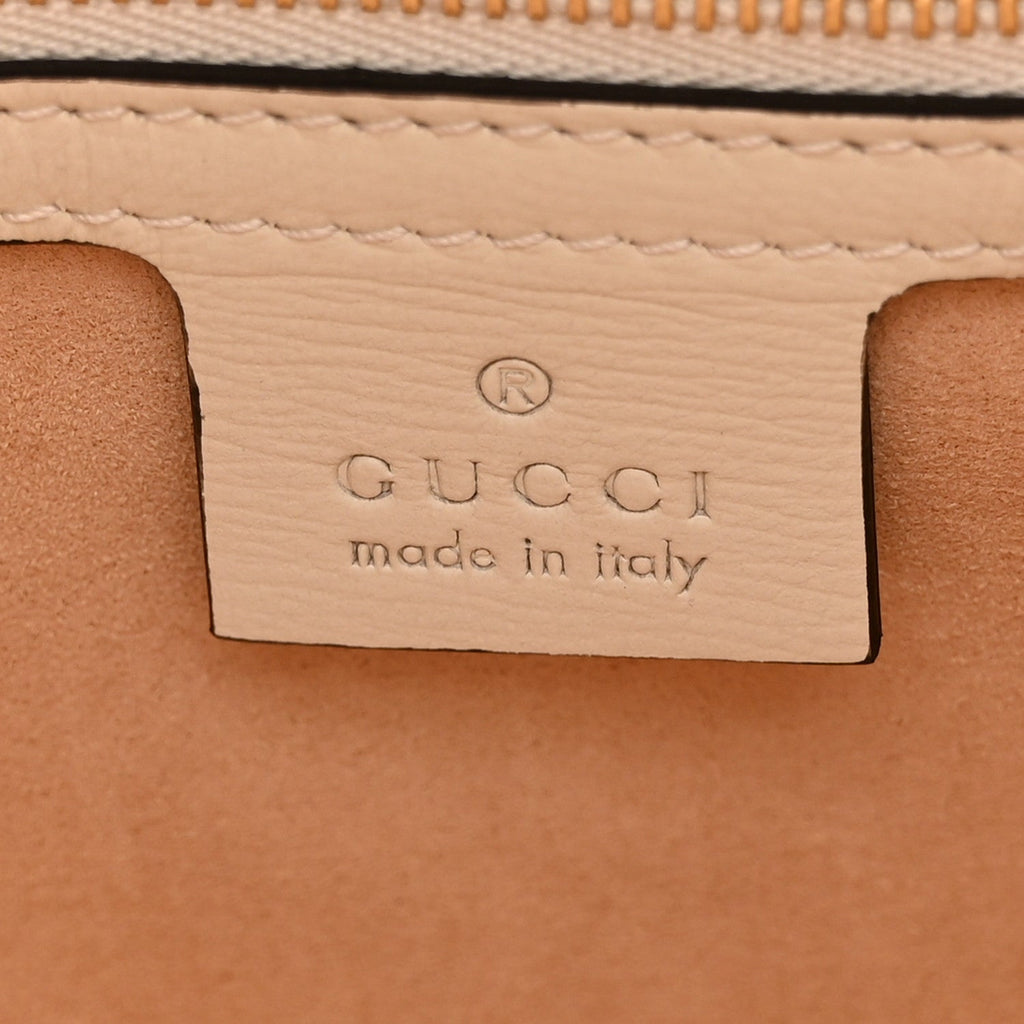 Gucci GG Supreme Monogram Azalea Calfskin Web Small Jackie 1961 Hobo Beige Ebony Mystic White