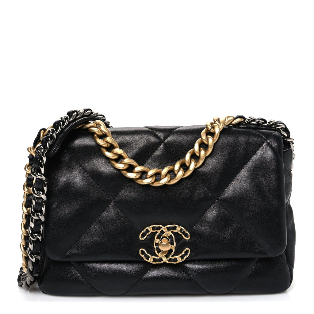 Chanel Lambskin Quilted Medium Chanel 19 Flap Black
