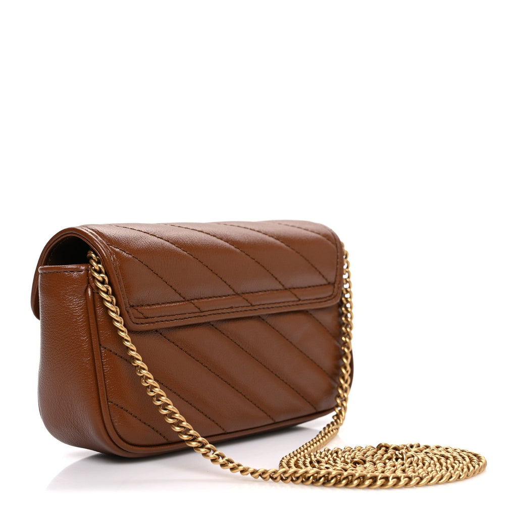 Gucci Azalea Calfskin Matelasse Diagonal Super Mini GG Marmont Shoulder Bag Cuir