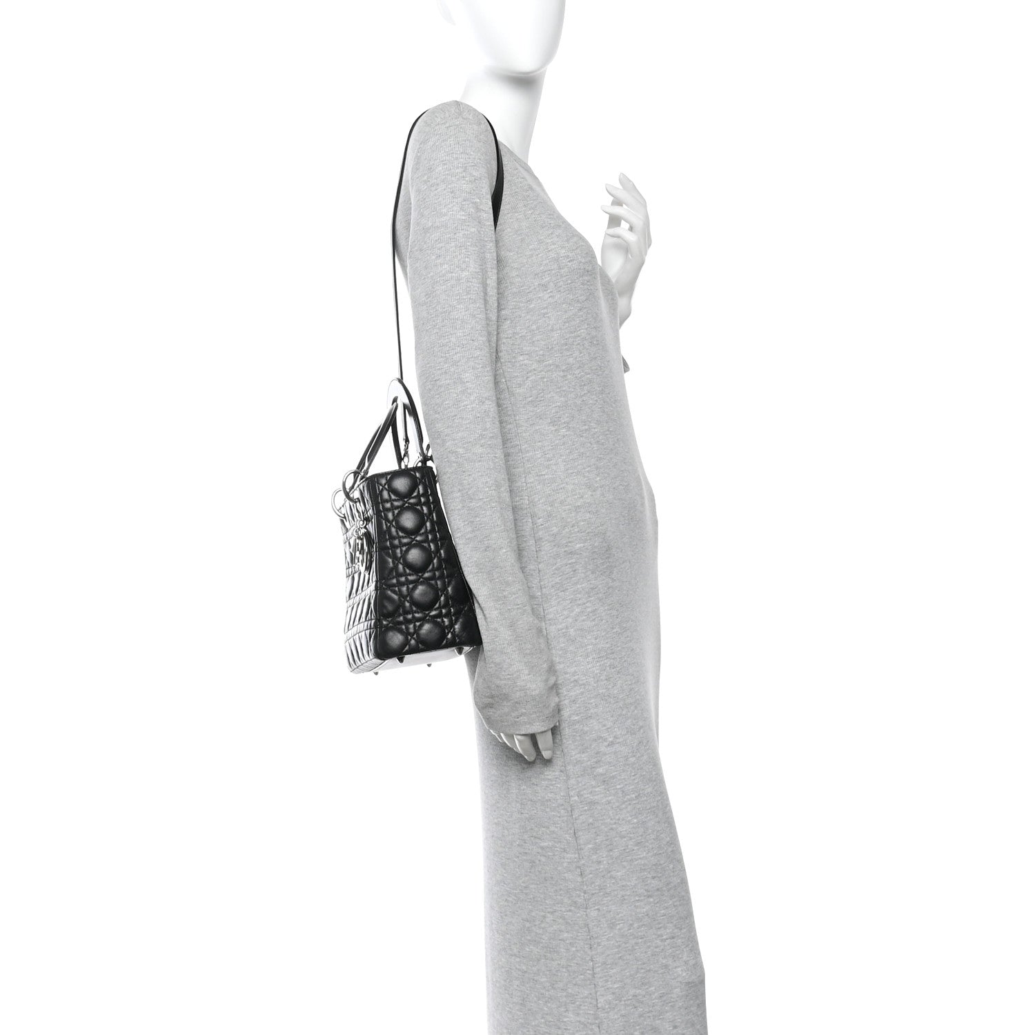 Christian Dior Lambskin Cannage Medium Lady Dior Black