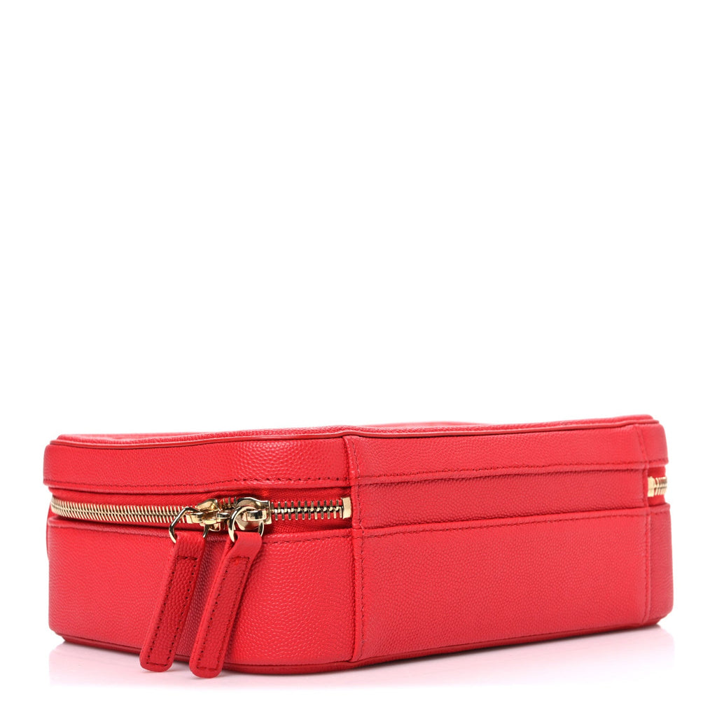 Chanel Caviar Quilted Medium CC Filigree Vanity Case Red