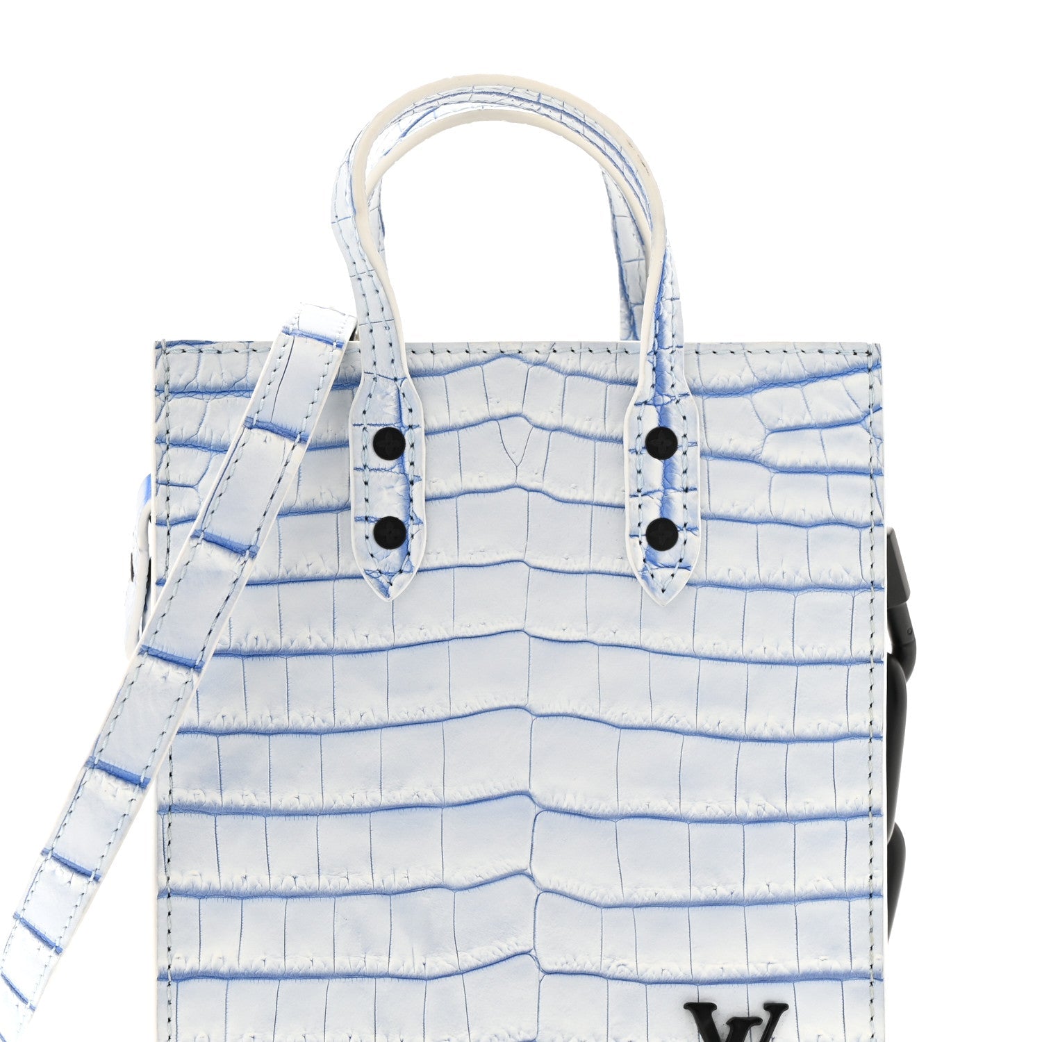 Louis Vuitton Crocodile Niloticus Sac Plat XS Mat Meringue White Blue