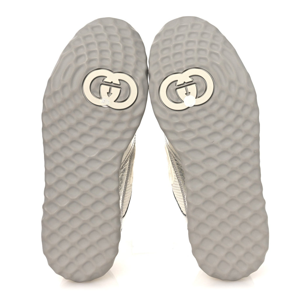 Gucci Ginza Calfskin MAC80 Womens Sneakers 38.5 Silver Off White