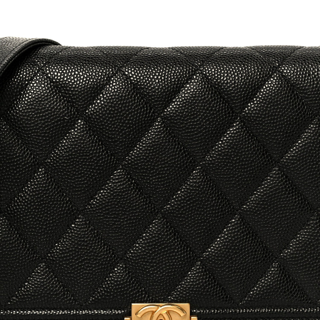 Chanel Caviar Quilted Boy Wallet On Chain WOC Black