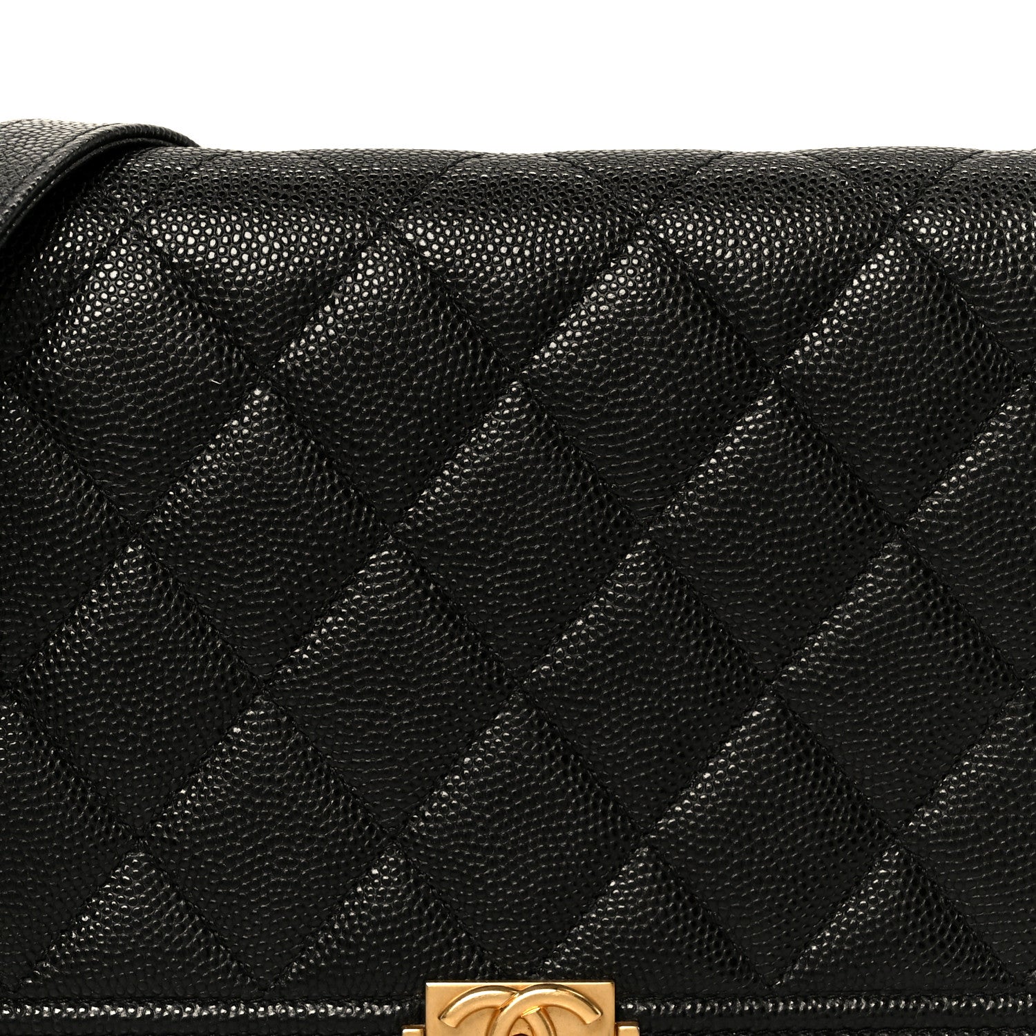 Chanel Caviar Quilted Boy Wallet On Chain WOC Black