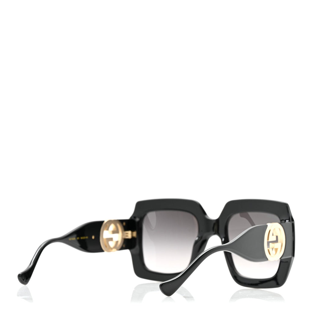Gucci Acetate Square Frame Chain Sunglasses GG1022S Black