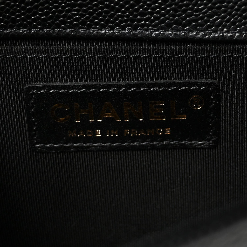 Chanel Caviar Chevron Quilted Small Boy Flap Black