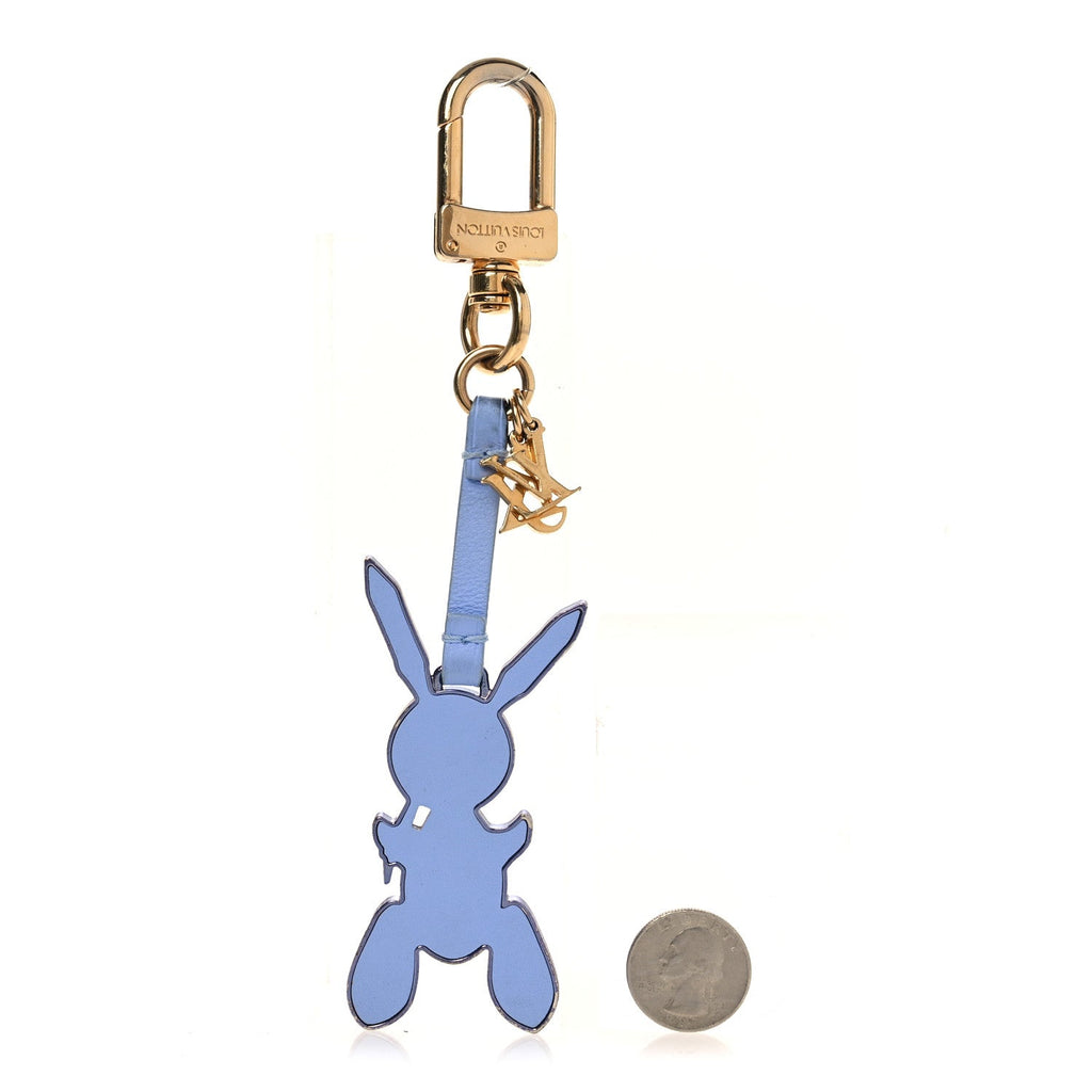 Louis Vuitton Calfskin Jeff Koons Masters LV Rabbit Bag Charm Key Ring Blue