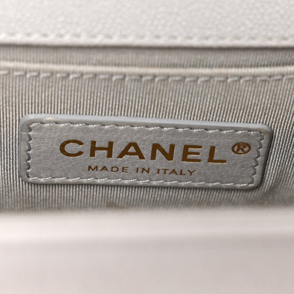 Chanel Caviar Quilted Small Boy Flap Light Grey