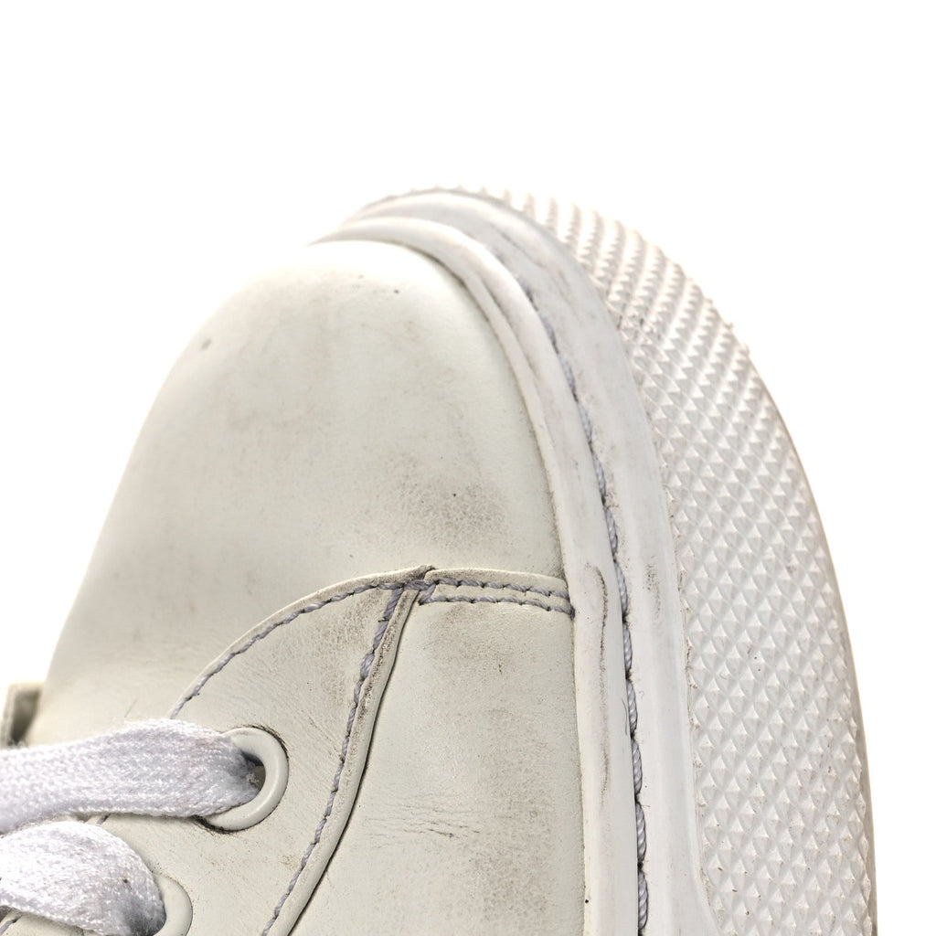 Prada Vitello Soft Logo 45mm Platform Sneakers 35.5 White Pink