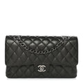 Chanel Metallic Caviar Quilted Medium Double Flap Dark Charcoal