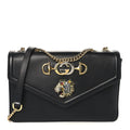 Gucci Vitello Palmellato Lux Crystal Medium Rajah Shoulder Bag Black