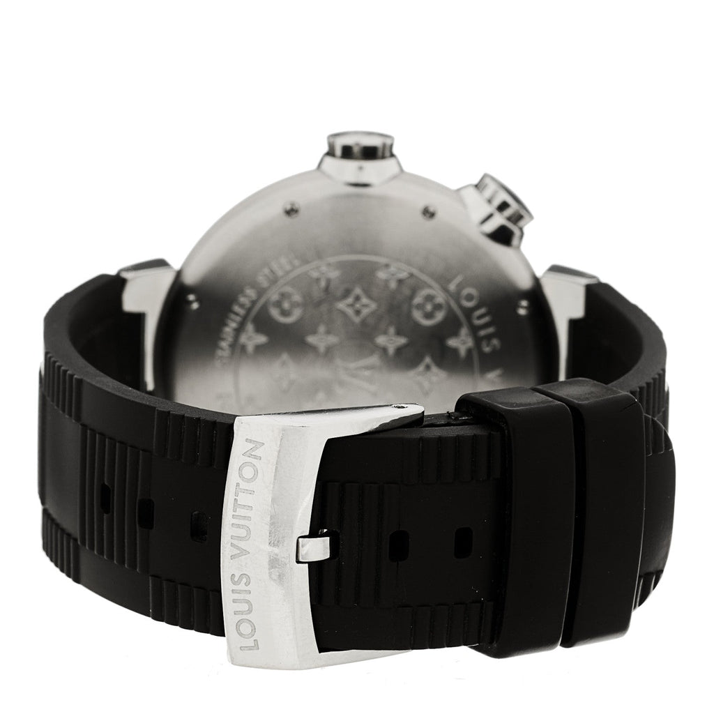 Louis Vuitton Stainless Steel Rubber 44mm Tambour Street Diver Automatic Watch Black