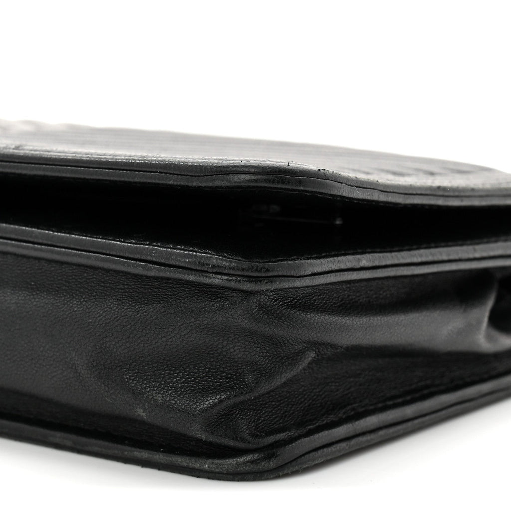 Chanel Lambskin Chevron Boy Wallet On Chain WOC Black