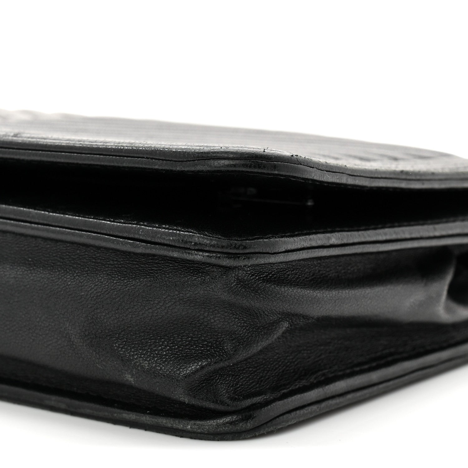 Chanel Lambskin Chevron Boy Wallet On Chain WOC Black