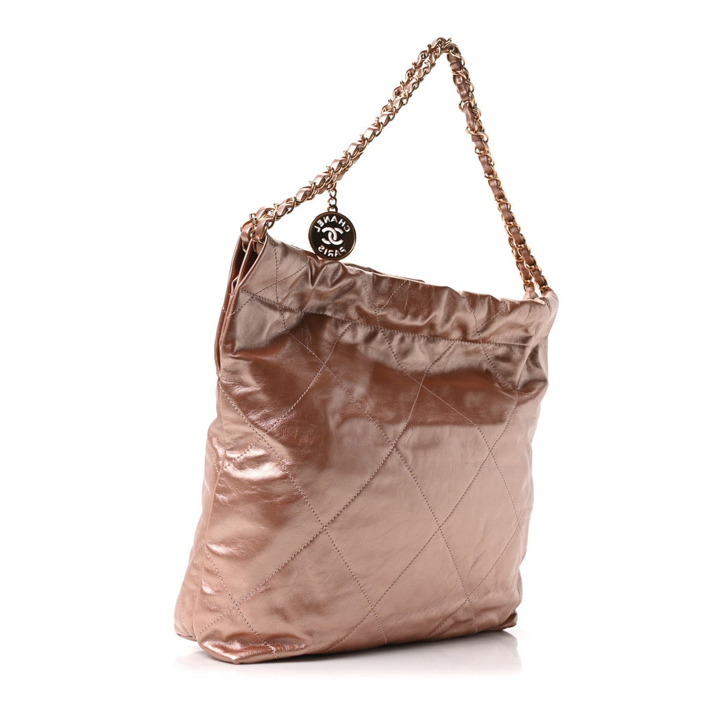 Chanel Metallic Calfskin Quilted Small Chanel 22 Pink