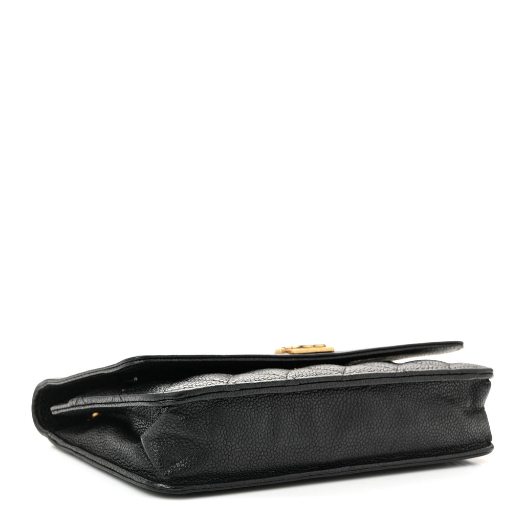 Chanel Caviar Quilted Boy Wallet On Chain WOC Black