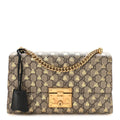Gucci GG Supreme Monogram Bees Medium Padlock Shoulder Bag Beige Oro Black