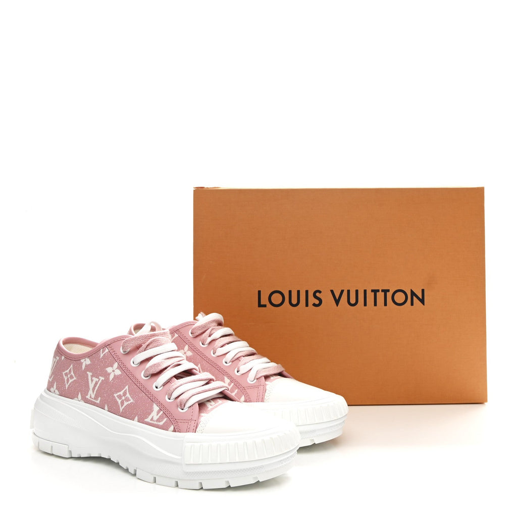 Louis Vuitton Denim Monogram Squad Sneakers 38.5 Pink
