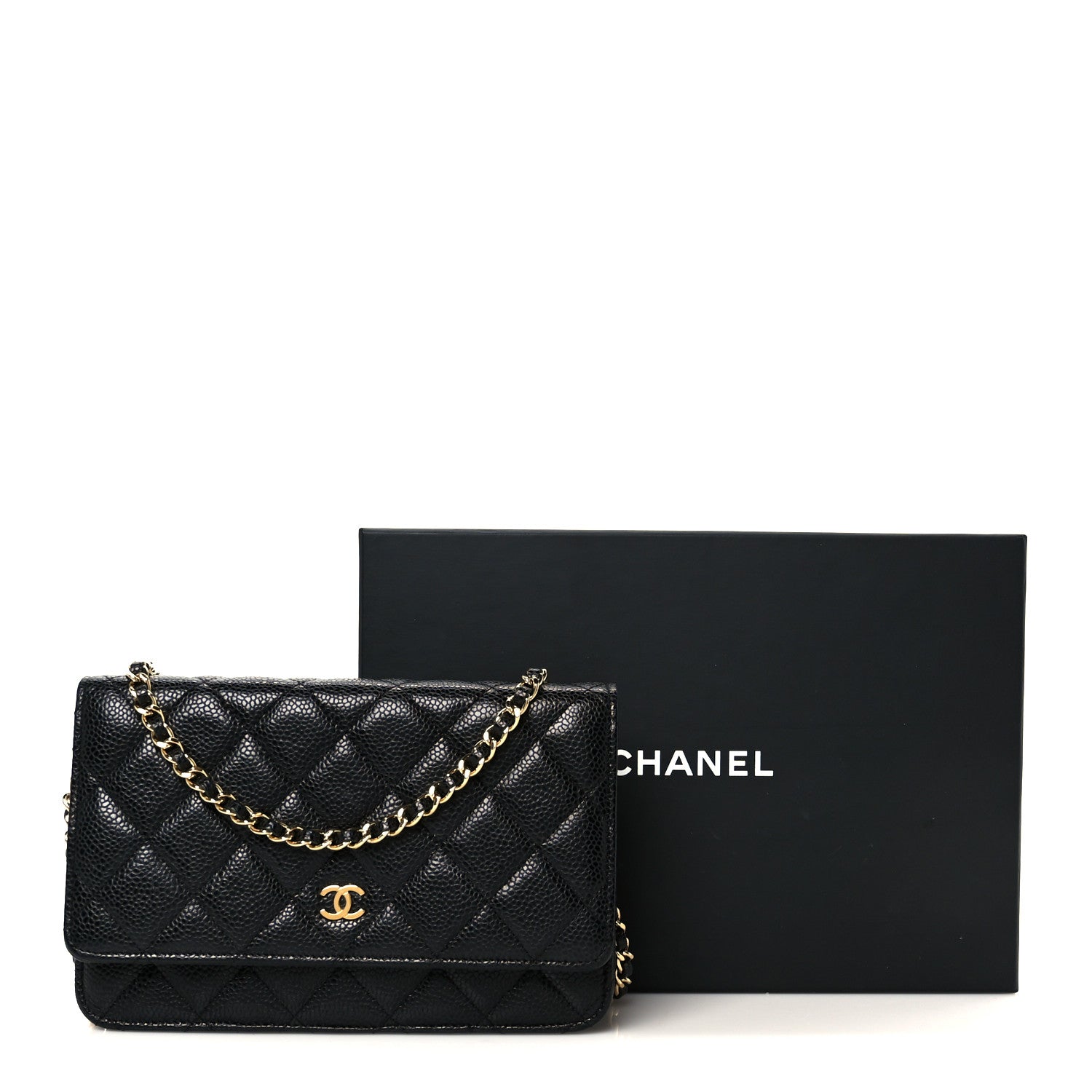 Chanel Caviar Quilted Wallet on Chain WOC Black