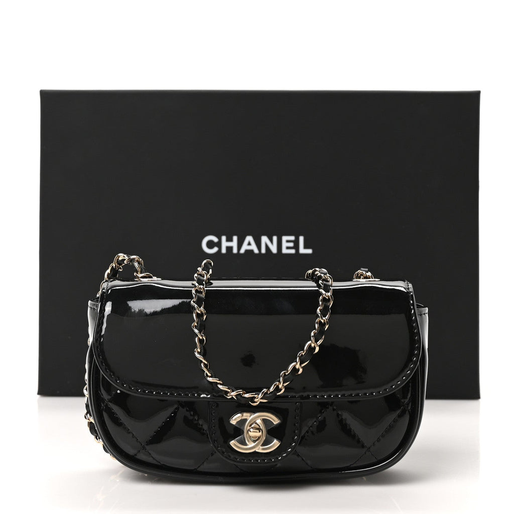 Chanel Patent Calfskin Quilted Mini Flap Black