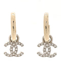 Metal Crystal CC Hoop Drop Earrings Gold