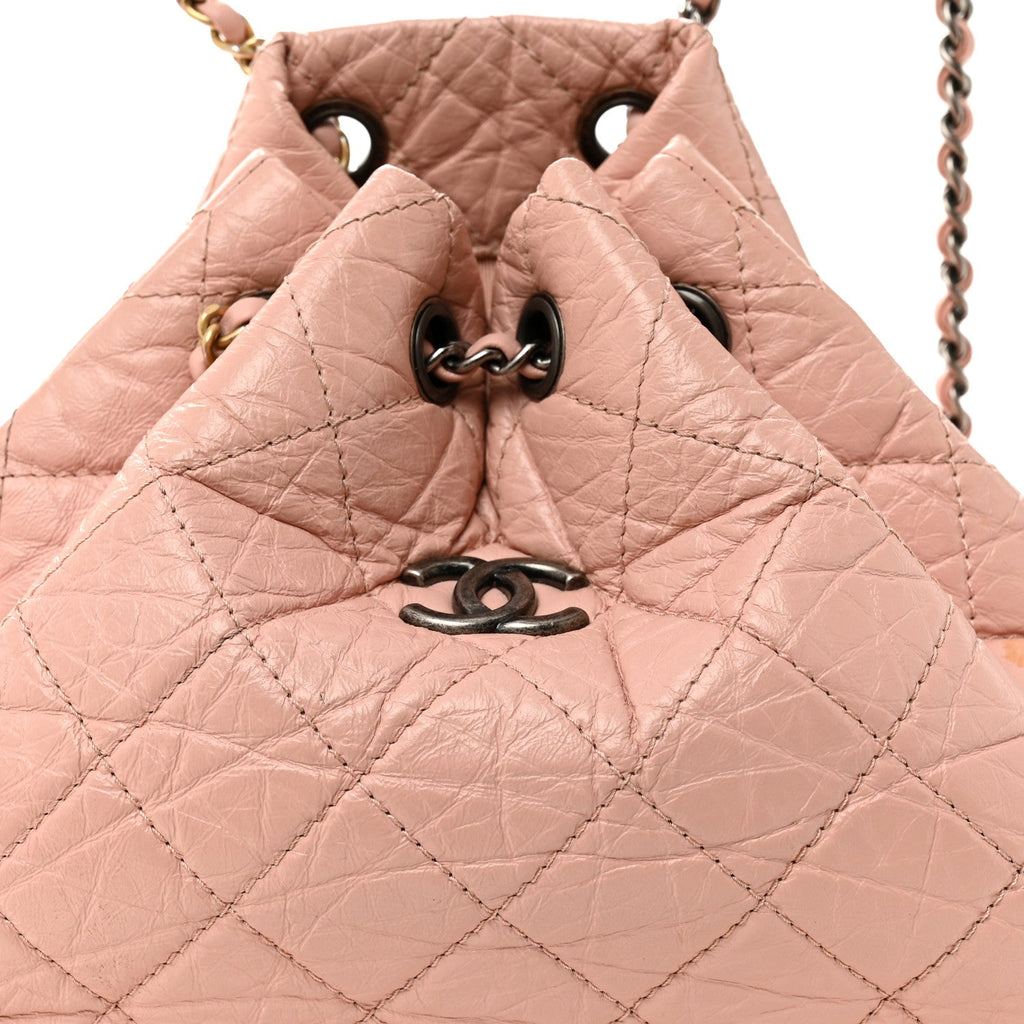 Chanel Aged Calfskin Quilted Small Gabrielle Backpack Pink