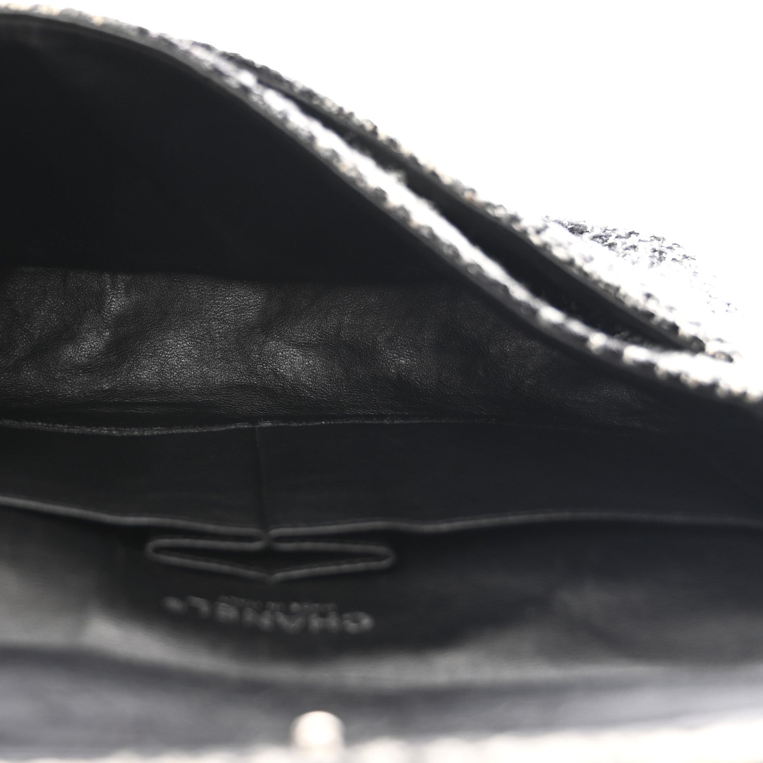 Chanel Tweed Quilted Medium Double Flap Beige White Black